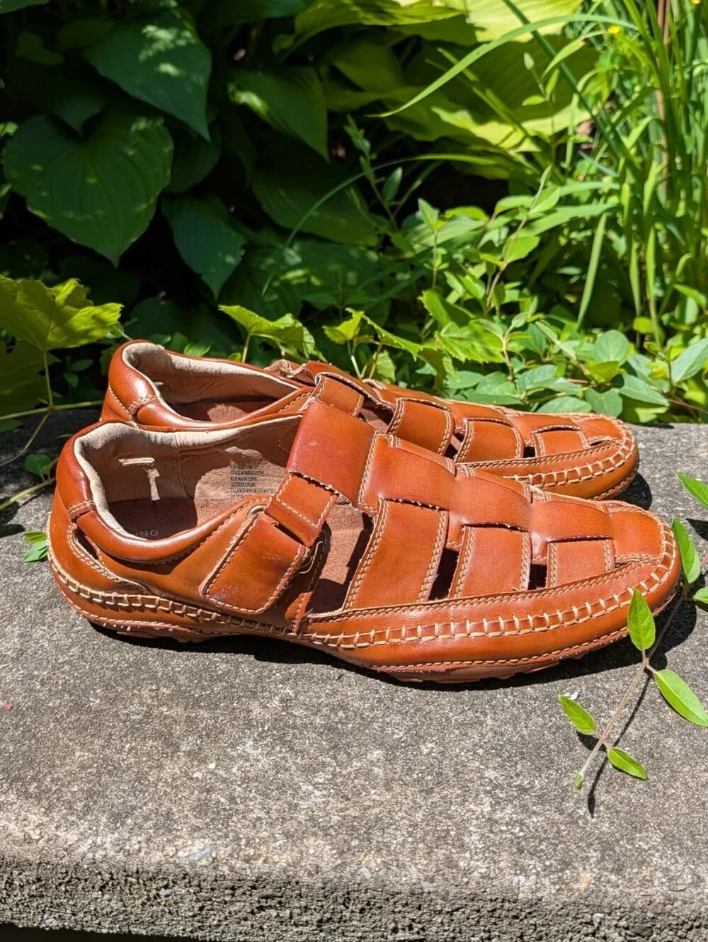 GBX Sentaur 135594 Mens Brown Leather Slip On Sport Sandals Shoes size 9M